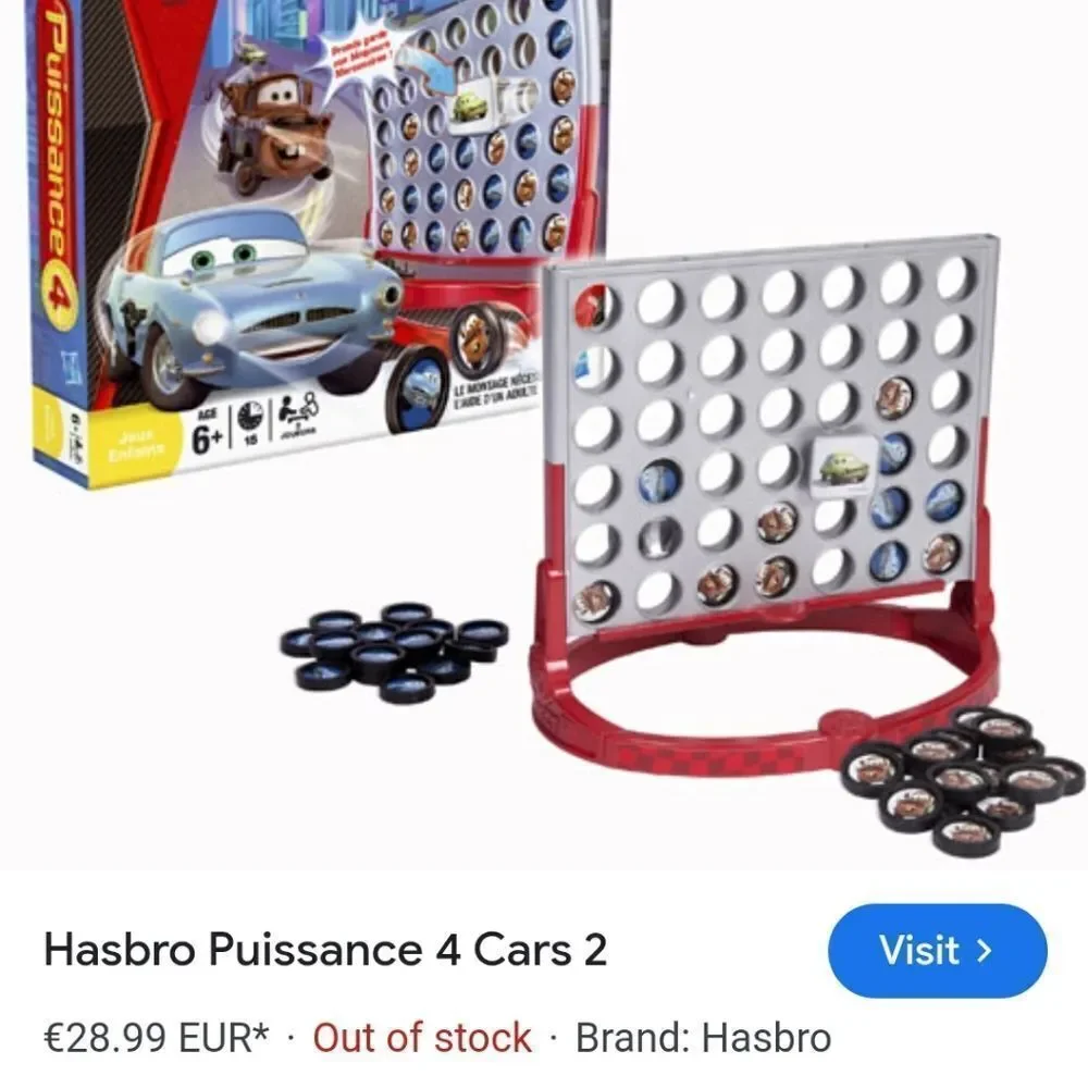 Disney Cars 2 Connect 4 game
